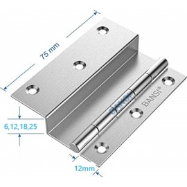 SS L Hinges 1.5mm 75mmx10mmx6mm, 12mm, 19mm, 25mm