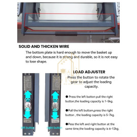 Modular Kitchen Lift Basket Elevator Glass Finish Pull Down Shelf (60 CM) – Dark Grey