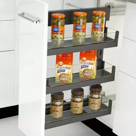 Kitchen Glass 3 Shelf Pullout Basket 24 Inch