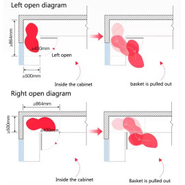 Modular Kitchen Swing Corner Basket (Right & Left) – White / Black