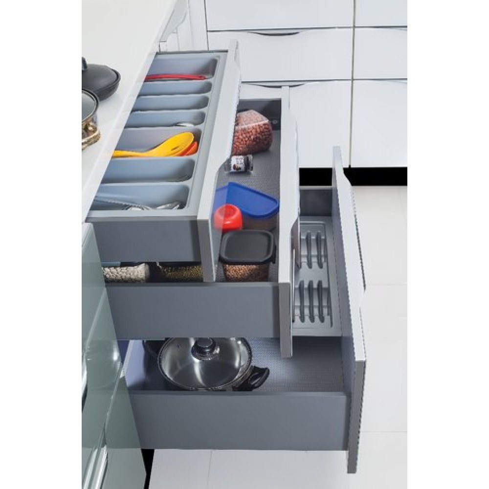 Tandem Slim Drawer Box System with Load Capacity Upto 45 Kg (Grey, 22 Inch  )