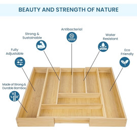 Tandem Wooden Cutlery Box  20 to 30 x19 x4 inch