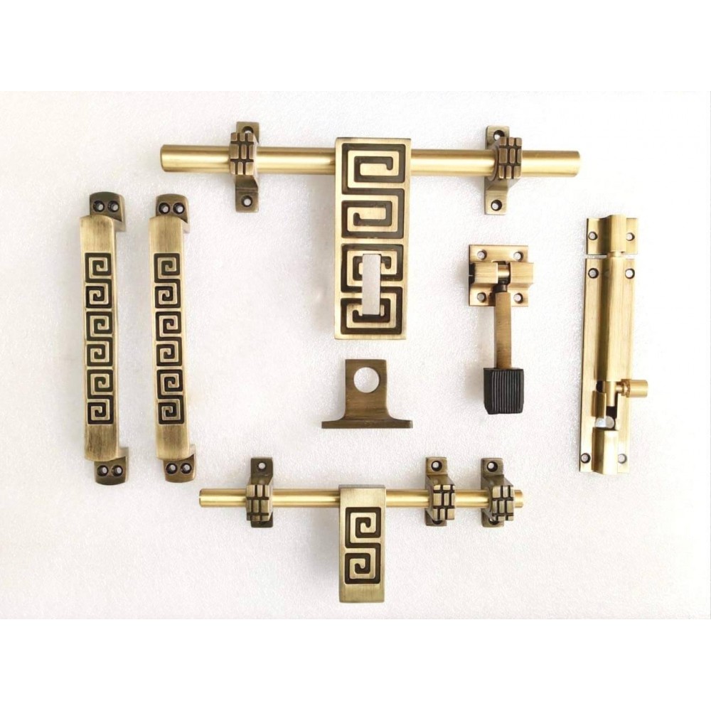 eHome Decor Brass Finish Door Accessories Kit (Antique Finish, 6-Pieces) O design