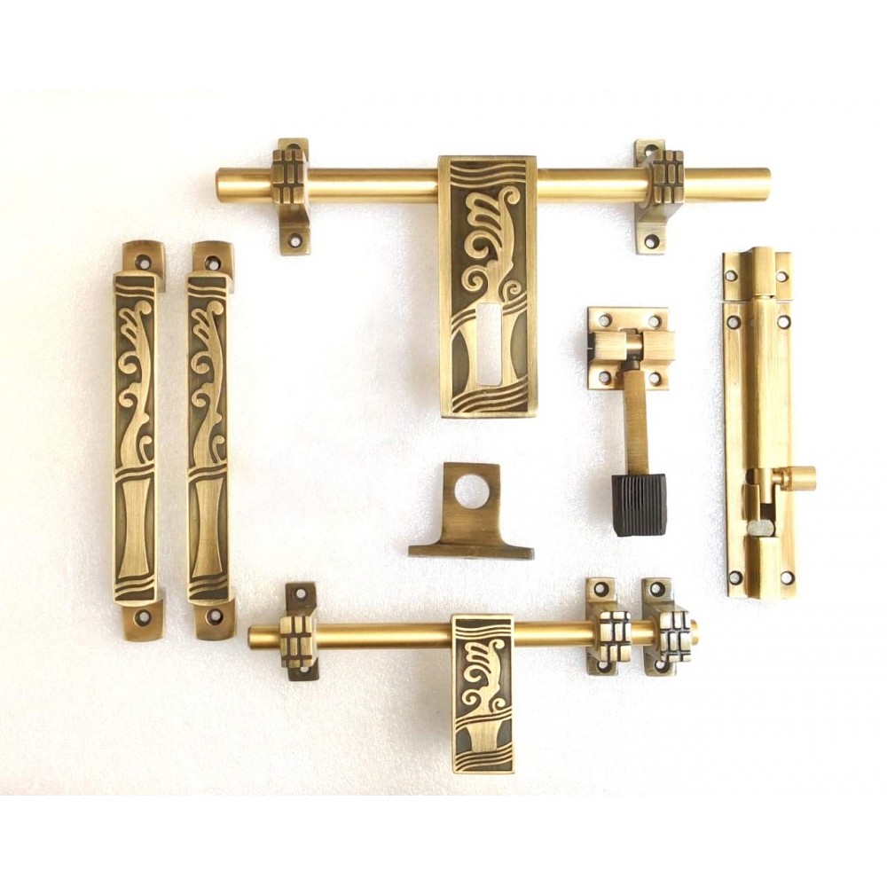 eHome Decor Brass Finish Door Kit (Antique Finish, 6-Pieces) DK - 587