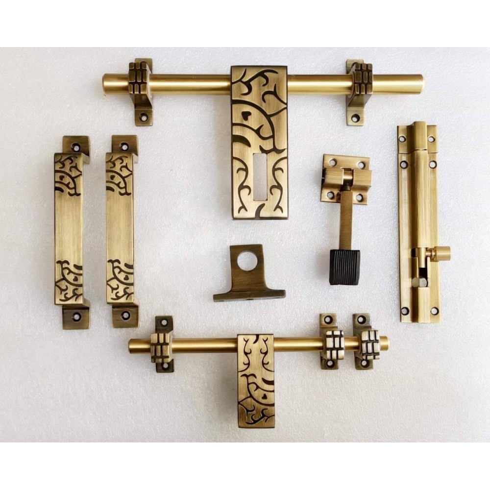 eHome Decor Brass Finish Door Kit (Antique Finish, 6-Pieces) well type