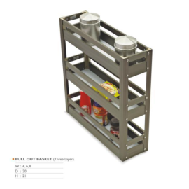 Aluminium modular Kitchen Three shelf Pullout  21 inches