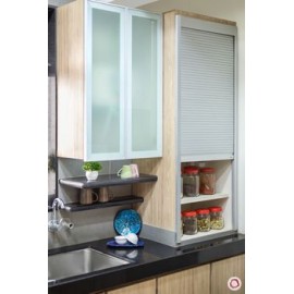 Kitchen Aluminum Finish PVC Rolling Shutter (Silver, 450 x 1320 mm)