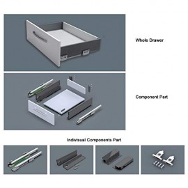 Ozone Tandem Slim Drawer Box System with Load Capacity Upto 40 Kg (Grey, 20 Inch  )